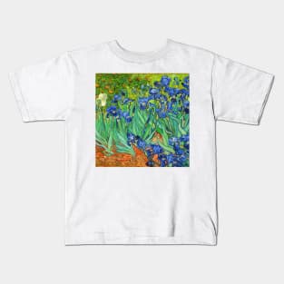 Irises Vincent Van Gogh impressionist impressionism vintage 1889 painting Kids T-Shirt